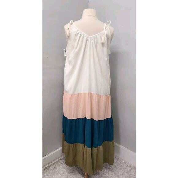 OLD NAVY Sleeveless Tasseled Color-Block Maxi Dress Pockets Oversized M-XL - Picture 6 of 11